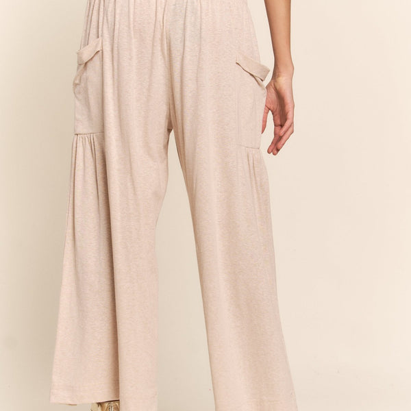 J.NNA Smocked Waist Boho Wide Leg Pants with Pockets