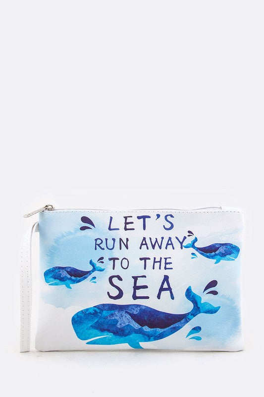 Wale Print Wristlet Pouch