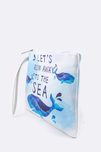 Wale Print Wristlet Pouch