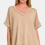 Zenana Corded Rib Short Sleeve High-Low T-Shirt