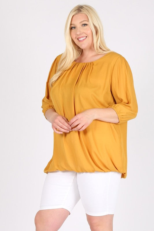 Plus Size Ruffle Round Neck TOP - Crazy Like a Daisy Boutique #