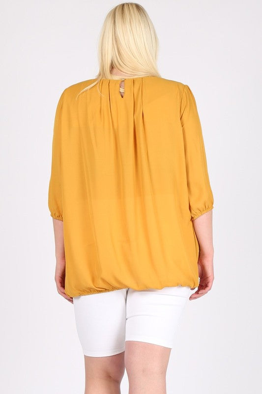 Plus Size Ruffle Round Neck TOP - Crazy Like a Daisy Boutique #