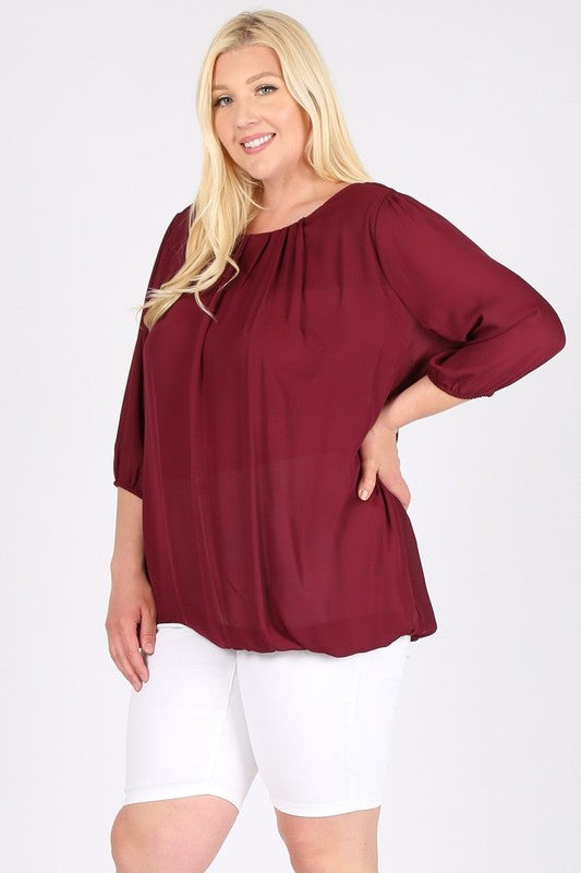 Plus Size Ruffle Round Neck TOP - Crazy Like a Daisy Boutique #