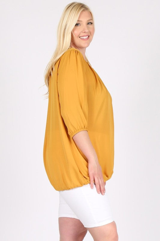 Plus Size Ruffle Round Neck TOP - Crazy Like a Daisy Boutique #