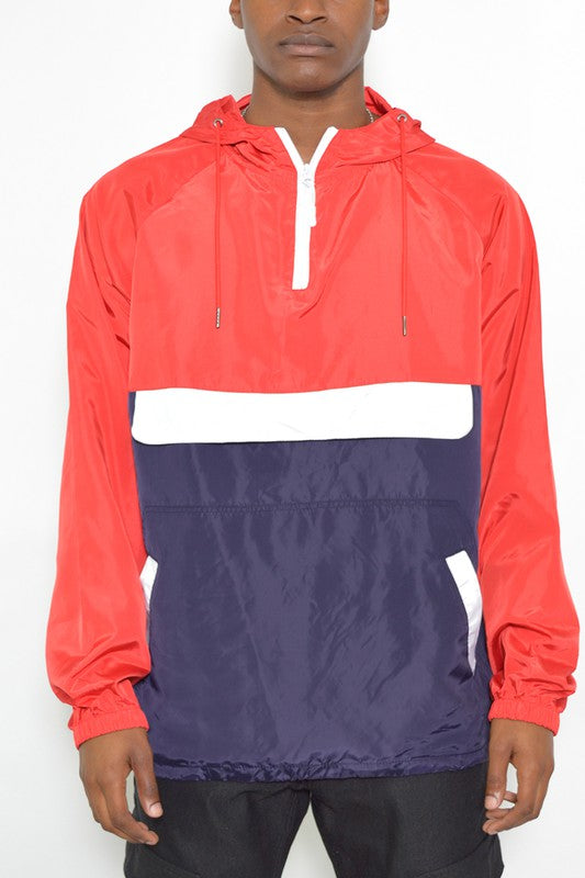 Color Block Anorak Jacket Pullover Windbreaker