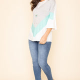 Chevron Bell Sleeve Color Block - Crazy Like a Daisy Boutique #