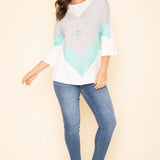 Chevron Bell Sleeve Color Block - Crazy Like a Daisy Boutique #