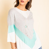 Chevron Bell Sleeve Color Block - Crazy Like a Daisy Boutique #