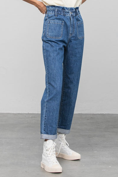 High Rise Paper Bag Waist Slouch Jeans - Crazy Like a Daisy Boutique #