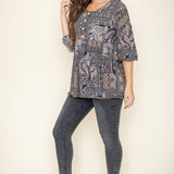 Button Accent Paisley Top - Crazy Like a Daisy Boutique #