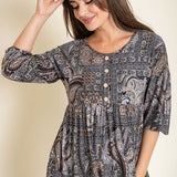 Button Accent Paisley Top - Crazy Like a Daisy Boutique #