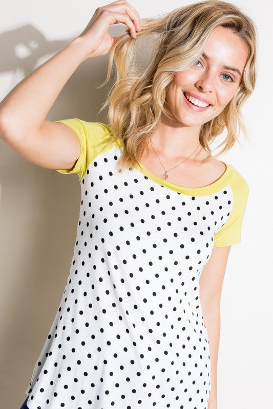 PLUS POLKA DOT MIX BASEBALL TOP