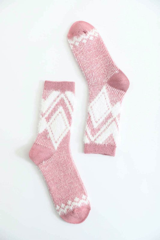 Faux Mohair Diamond Pattern Socks - Crazy Like a Daisy Boutique #