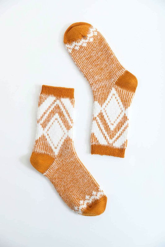 Faux Mohair Diamond Pattern Socks - Crazy Like a Daisy Boutique #