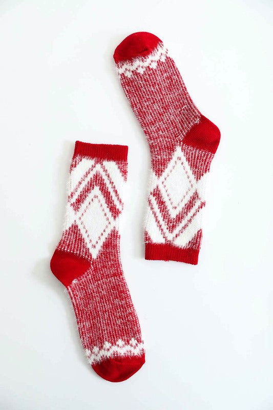 Faux Mohair Diamond Pattern Socks - Crazy Like a Daisy Boutique