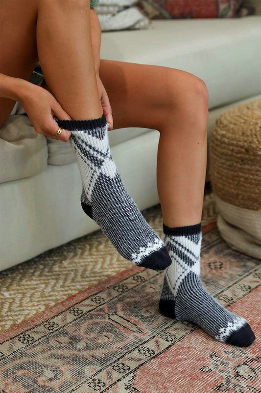 Faux Mohair Diamond Pattern Socks - Crazy Like a Daisy Boutique #