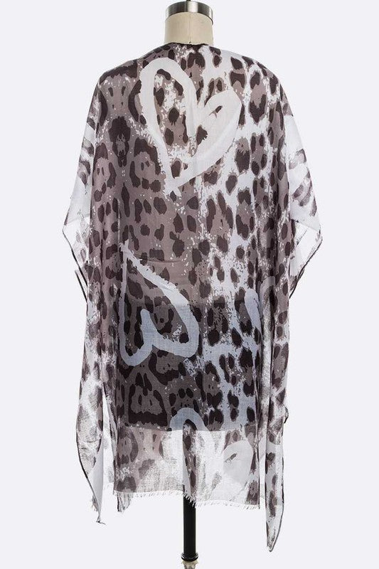 Snow Leopard Printed Kimono Cardigan - Crazy Like a Daisy Boutique #