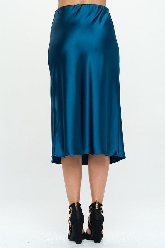 Made in USA Solid Satin Midi Skirt - Crazy Like a Daisy Boutique #