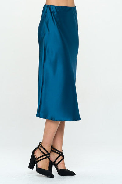 Made in USA Solid Satin Midi Skirt - Crazy Like a Daisy Boutique #