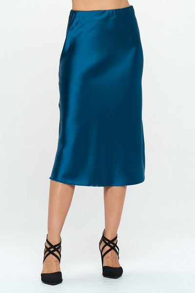 Made in USA Solid Satin Midi Skirt - Crazy Like a Daisy Boutique #