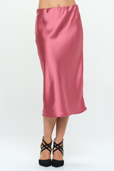 Made in USA Solid Satin Midi Skirt - Crazy Like a Daisy Boutique #