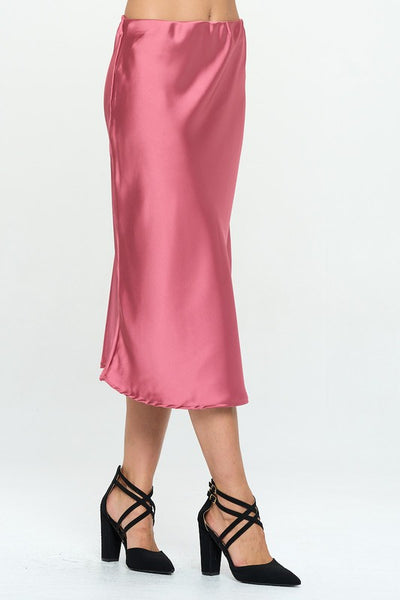 Made in USA Solid Satin Midi Skirt - Crazy Like a Daisy Boutique #