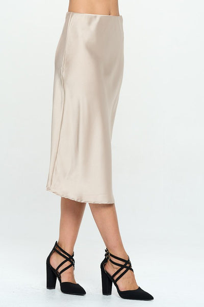 Made in USA Solid Satin Midi Skirt - Crazy Like a Daisy Boutique #