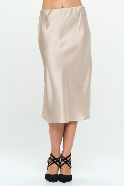 Made in USA Solid Satin Midi Skirt - Crazy Like a Daisy Boutique #