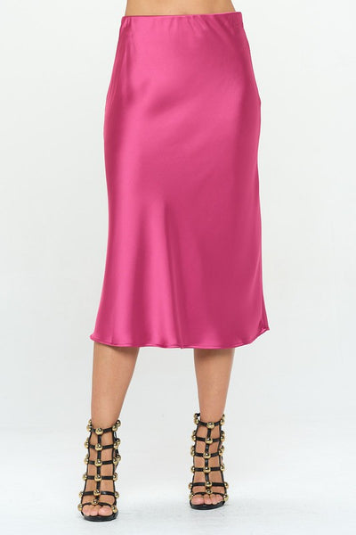 Solid Stretch Satin Midi Skirt - Crazy Like a Daisy Boutique #