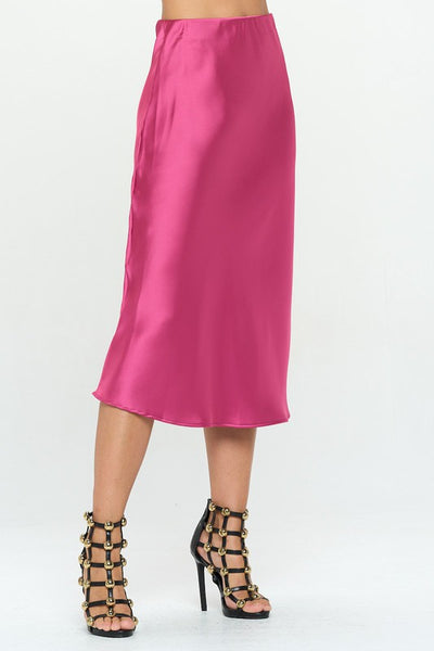 Solid Stretch Satin Midi Skirt - Crazy Like a Daisy Boutique #