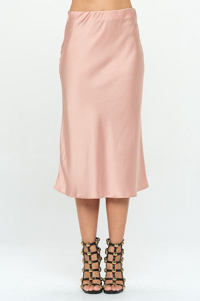 Made in USA Solid Stretch Satin Midi Skirt - Crazy Like a Daisy Boutique #