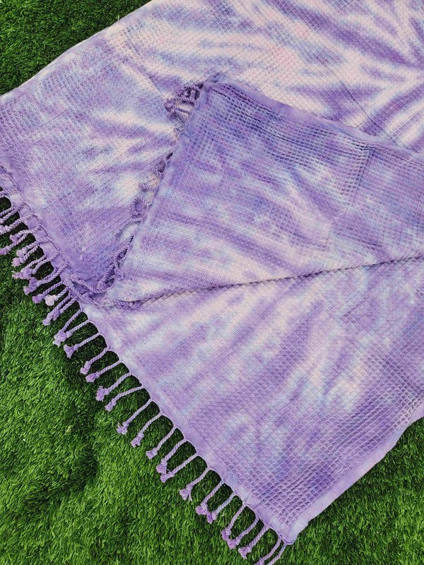 Waffle Towel,Throw Lightweight - Purple Tie Dye