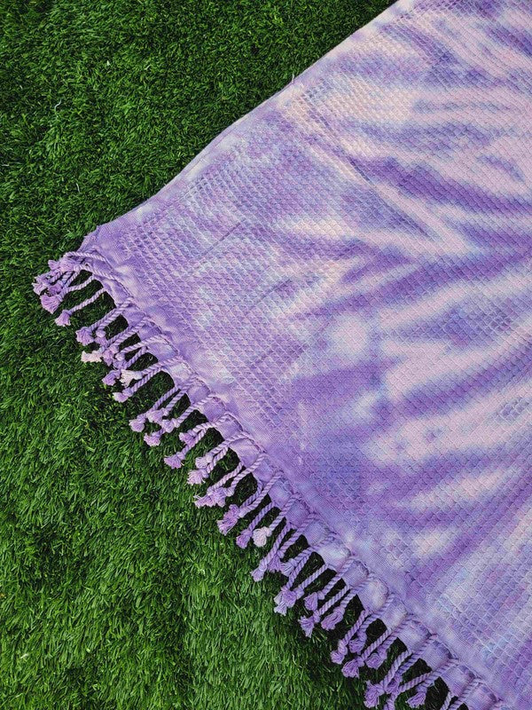 Waffle Towel,Throw Lightweight - Purple Tie Dye