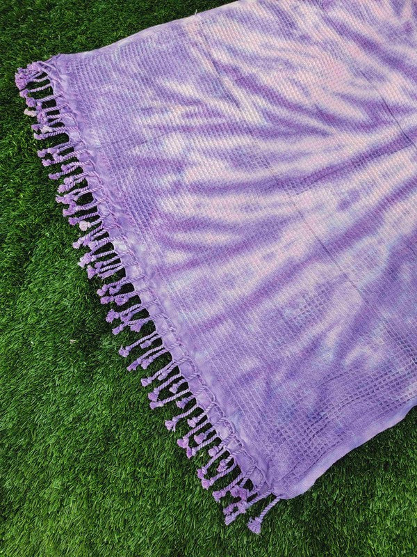 Waffle Towel,Throw Lightweight - Purple Tie Dye