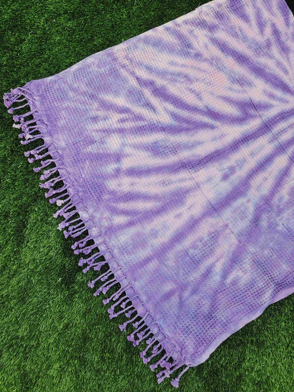 Waffle Towel,Throw Lightweight - Purple Tie Dye