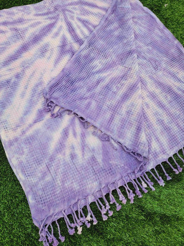 Waffle Towel,Throw Lightweight - Purple Tie Dye