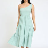 One Shoulder Ruffle Midi Dress - Crazy Like a Daisy Boutique #