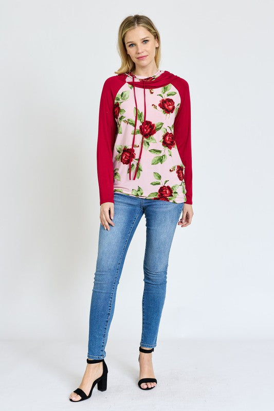 Floral Two Tone Hoodie