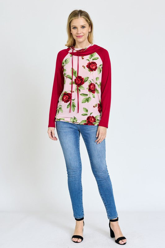 Floral Two Tone Hoodie