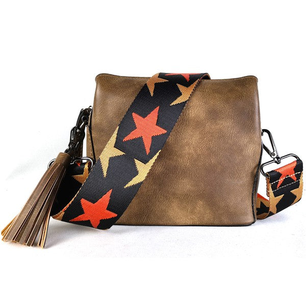 Small crossbody bag W guitar strap triple pockets - Crazy Like a Daisy Boutique #