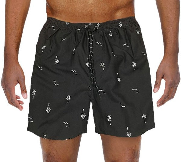 Palm Tree Print Swim Trunks Board Shorts