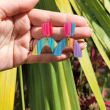 Ruby Earrings - Rainbow Stripe - Crazy Like a Daisy Boutique