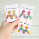 Ruby Earrings - Rainbow Stripe - Crazy Like a Daisy Boutique