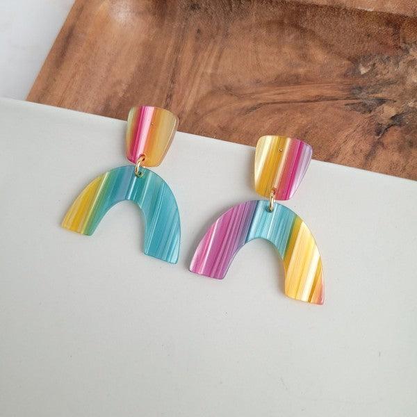 Ruby Earrings - Rainbow Stripe - Crazy Like a Daisy Boutique #