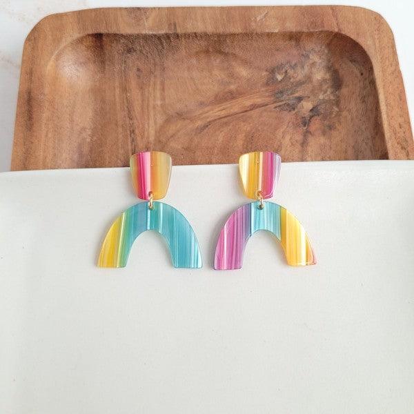 Ruby Earrings - Rainbow Stripe - Crazy Like a Daisy Boutique #