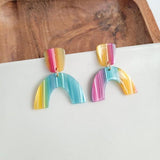 Ruby Earrings - Rainbow Stripe - Crazy Like a Daisy Boutique #