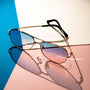 Gold Blue Pink  Unisex Aviator Sunglasses