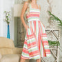 Smocked Stripe Dress with Pocket-New Color Added