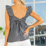 Ruffle Sleeve Tie Back Gingham Top - Crazy Like a Daisy Boutique #