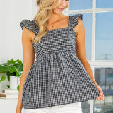 Ruffle Sleeve Tie Back Gingham Top - Crazy Like a Daisy Boutique #